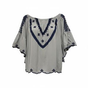 Bohemian Embroidered Peasant Blouse